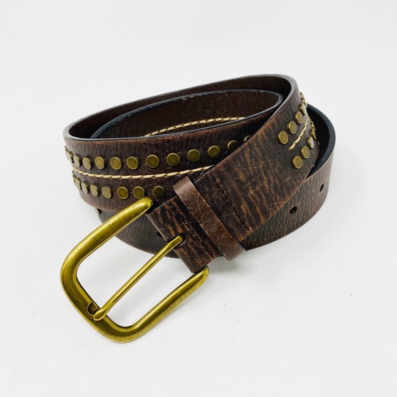 Lauren Ralph Lauren Accessories - RALPH LAUREN Studded Leather Belt M Brown Classic